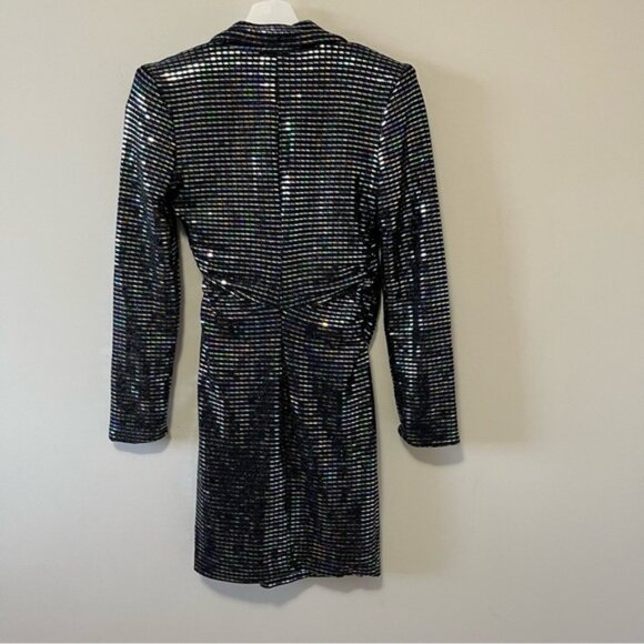 ZARA ZW COLLECTION WOMAN MIRRORED BLAZER MINI DRESS IRIDESCENT Size XS - Picture 11 of 16